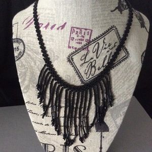 💋 Micro bead fringe choker necklace